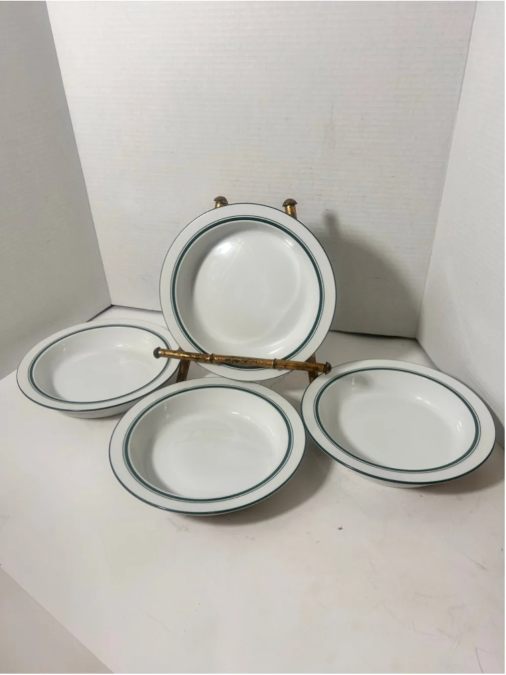 Dansk Bistro Dinnerware Set of 4 Bowls Flat Rim Green 8.5